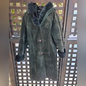 Vintage Green Suede Winter Jacket